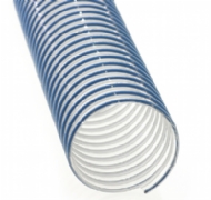 Click to enlarge - Medium duty polyester/polyurethane hose supported by a single, fully encapsulated blue or plain wire helix. This hose is designed for the transfer of small abrasive particles such as grit, powders, wood chip and other such abrasive materials.