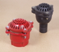 Click to enlarge - Footvalves are made from cast iron and finished black or red colour. Different styles are available e.g. basket type, cylindrical, etc.