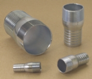 Click to enlarge - Hose nipples made from stainless steel, brass or aluminium. These fittings are designed to be used where an economic coupling is required. Available in BSPT or NPT threads.