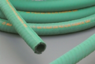Click to enlarge - XLP [Cross linked polyethylene] chemical suction/discharge hose for a wide variety of chemicals and aggressive substances. This is a flexible hose reinforced with high tensile textile cords and embedded helical wires.