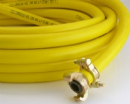 Click to enlarge - Rubber PVC alloy (TPE) hose is a relatively new innovation combining the best properties of rubber and PVC in a single extruded hose.
Yellow cover or yellow with a longitudinal stripe.