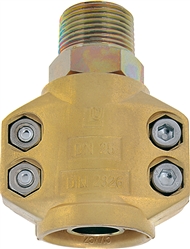 Click to enlarge - Solid and robust steam hose fittings. Available in steel, brass and stainless steel. Clamps are made from forged brass. Female threaded nuts are retained by use of thrust wires.